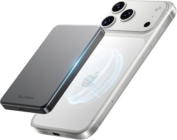 ULiXWH 10,000mAh for MagSafe Power Bank Ultra-Slim Fast Charging for Travel | Magnetic Wireless Charger with USB-C Cable, Portable Battery Pack for iPhone 17 Pro Max/17 Pro/Air/16/15/14/13, Space Grey by ULiXWH