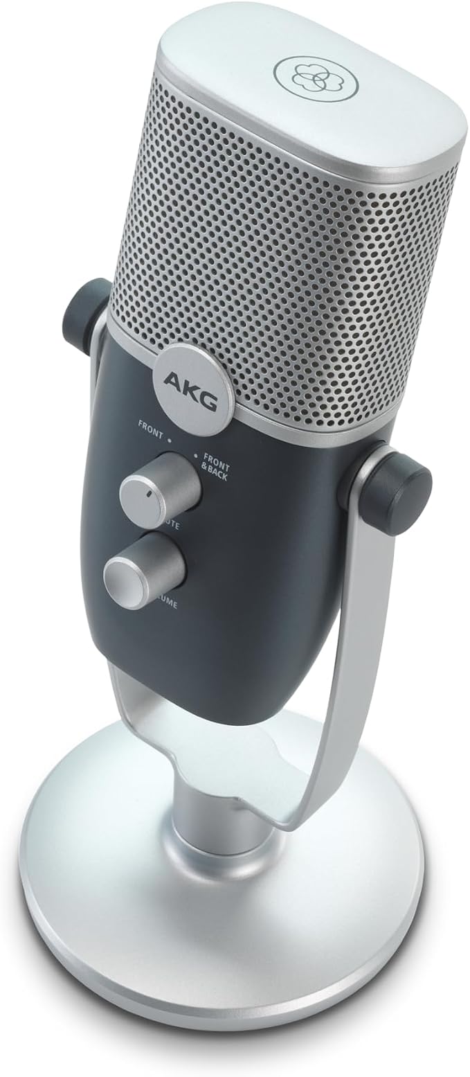 AKG Pro Audio Ara Professional USB-C Condenser Microphone, Dual Pattern Audio Capture Modes for Podcasting, Video Blogging, Gaming and Streaming, Blue & Silver | Dual-pattern USB condenser microphone with 24-bit/96kHz audio for podcasting, gaming and m... - Image 6