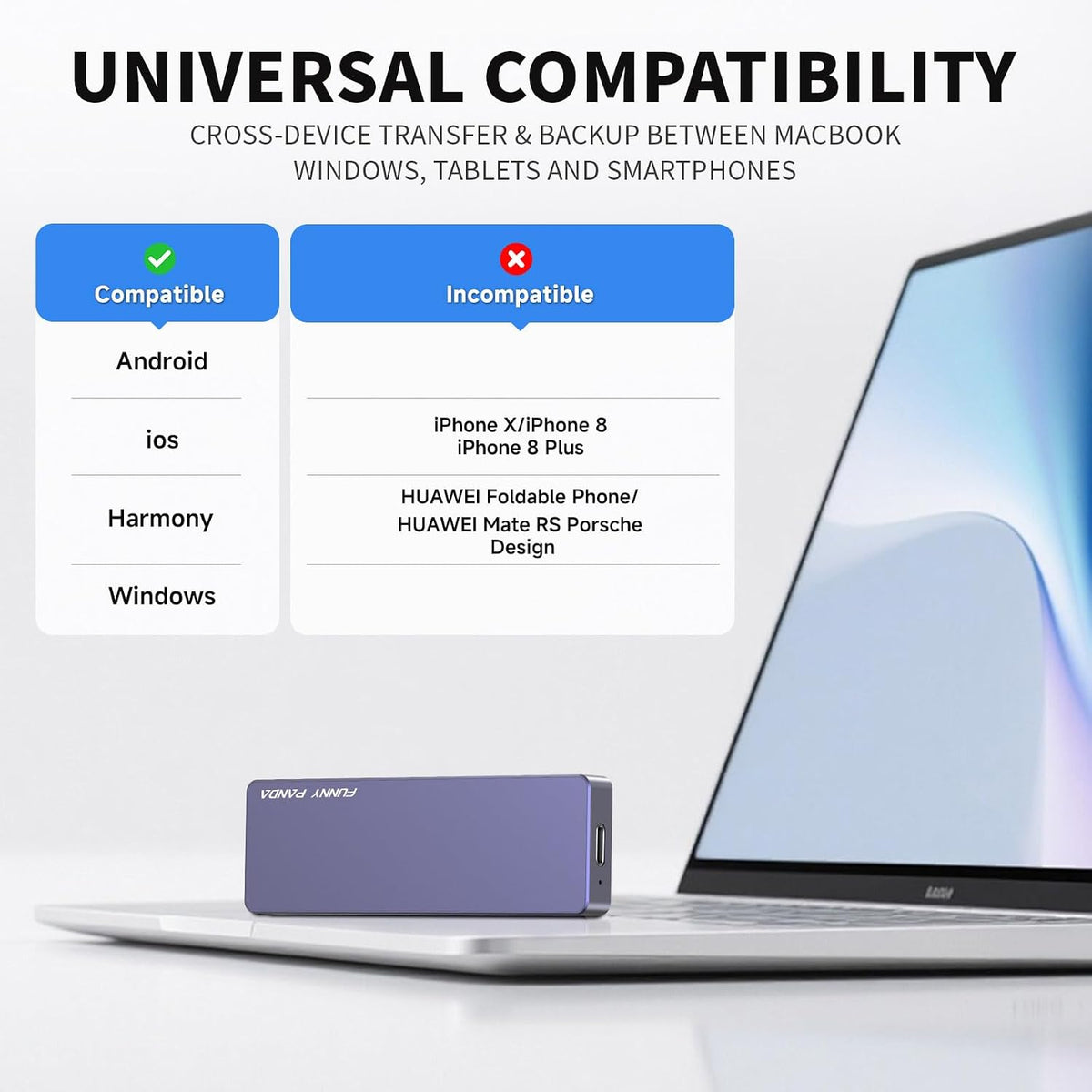 FUNNYPANDA Portable Flash Drive 128GB Comes with a Dedicated App High-Capacity Storage for Phones, PCs, and Laptops Store Photos, Videos, and Contacts One-Click Smart Quick Backup Plug and Play - Image 8
