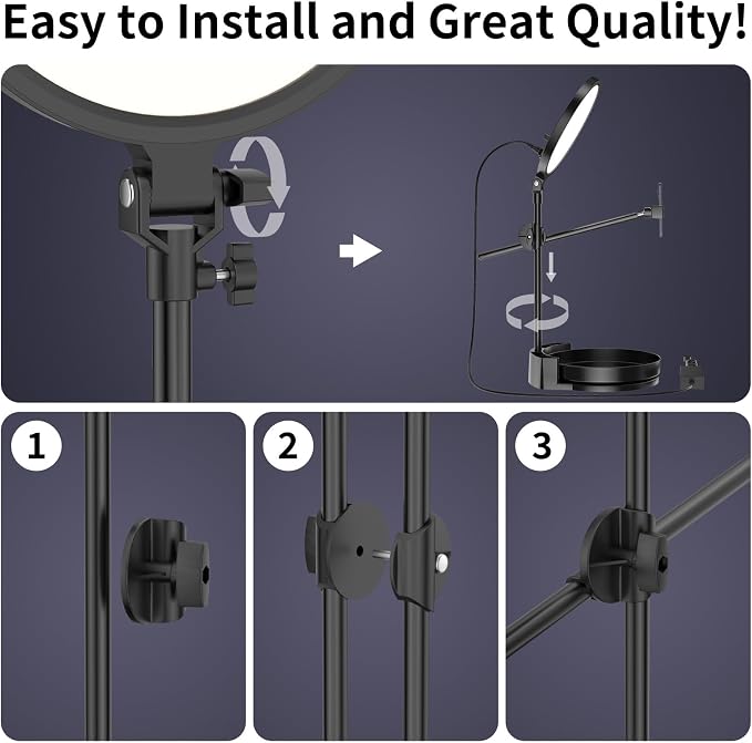 Selfie Light Kit for Desk and Laptop,55W Dimmable Full Screen Ring Light,with Rotating Storage Box,Pen Holder Stand,Phone Holder and Controller (White, 10.5) - Image 8
