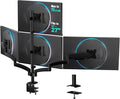 WALI Stacked 4 Monitor Mount for 13-27 inch Screens, 19.8 lbs per Arm | Tall Quad Monitor Stand for Desk, Full Motion with Tilt, Swivel, C-Clamp & Grommet Base, VESA 75/100mm (GSDM004S), Black by WALI