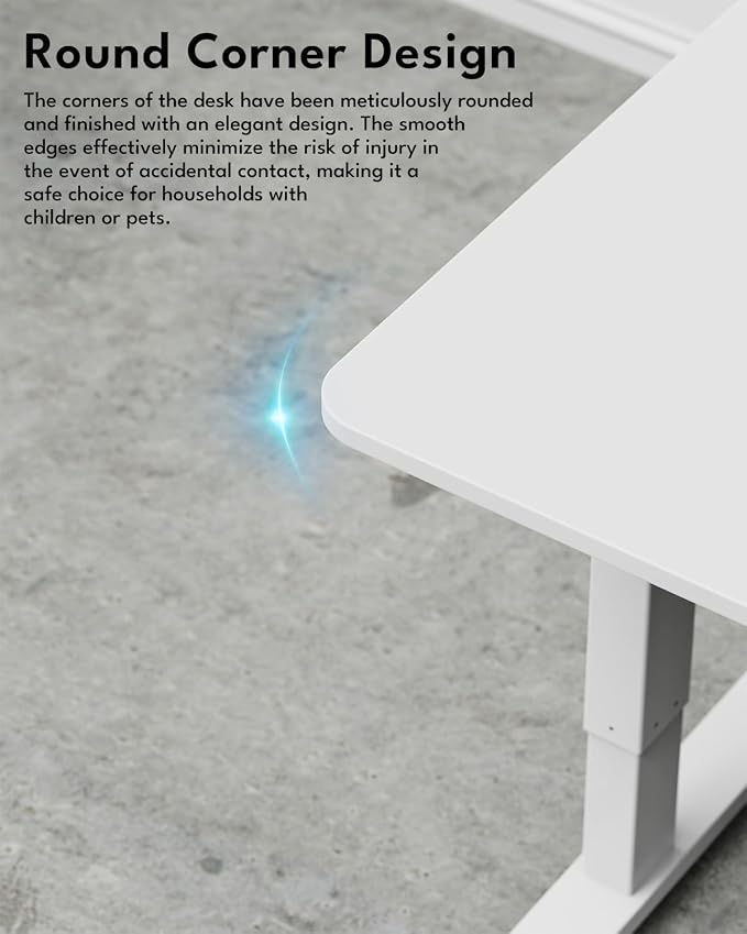 Large Electric Standing Desk, Gaming Desk, 55 x 24 Inch, White | Height Adjustable Computer Desk with Smart Controller, Sit and Stand Up Table for Home, Office, Work, Study, Writing - Image 7