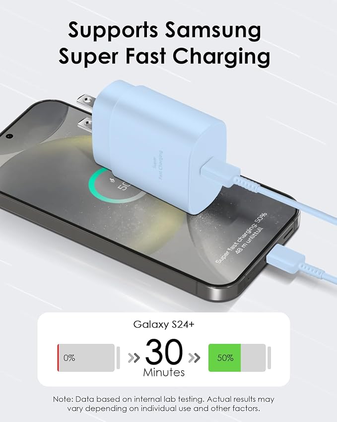 AISNI USB C Charger 25W Type C Charger Fast Charging Android Charger Block | for Galaxy S26 Ultra/S26/S26+/S25 Ultra/S25/24 Ultra/S24/S23 Ultra/S22 Ultra with 10 FT Long Phone Charger USB C Cord - Image 4