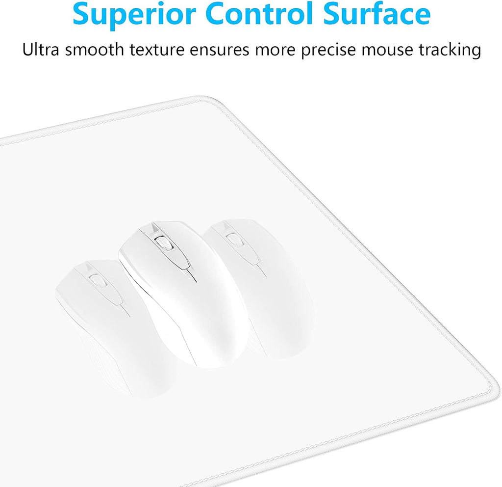 Large Gaming Mouse Pad, Extended Mouse Mat with Stitched Edges, Full Size Keyboard Pad with Non-Slip Base, Big XXL Computer Desk Mats for Gamer, Laptop, Office, 31.5 x 15.7in, Ivory White - Image 3