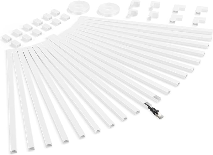 340in Cord Covers for Wires on Wall, One-Cord Wire Covers for Cords, Small White Cord Hider Wall, LZEOY Cable Raceway Wire Hider for Cords, Paintable Cable Concealer - 20x L17 W0.59in H0.4in by LZEOY