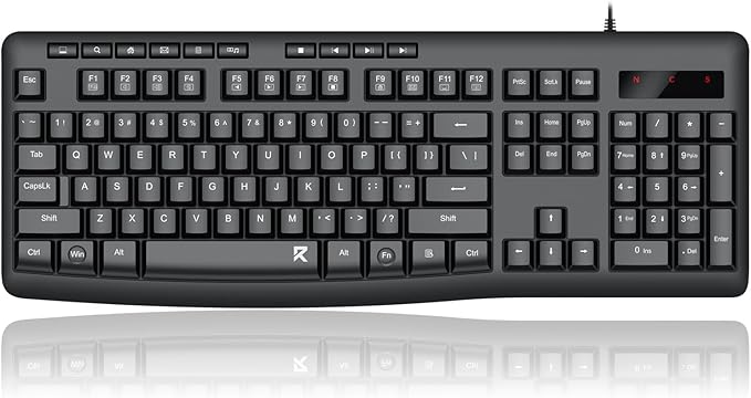 Redragon BK7366 Wired Keyboard,Multimedia USB Quiet Computer Keyboard,Silent Keyboard with Large Number Pad,Spill-Resistant,Anti-Wear Letters,Full Size for Laptop,Desktop by REDRAGON
