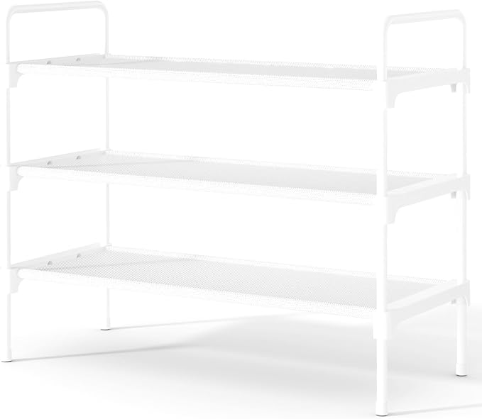 Kitsure Shoe Rack for Closet, Shoe Storage, 27.6" Wide - 3 Tiers, White | Shoe Organizer for Closet, Entryway, Living Room, Space-Saving Shoe Shelf, Sturdy Zapateras Organizer by Kitsure