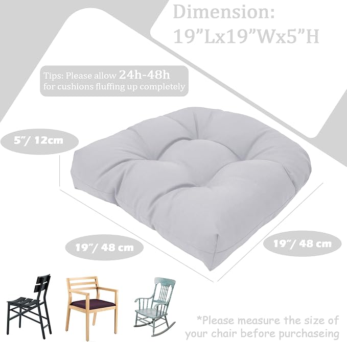 MTMR Outdoor Chair Cushions Set of 2, Patio Furniture Seat Pads, Waterproof | 2Pcs , waterproof cover, PP cotton, u-shaped, no-fading, thick patio seat pads for outdoor wicker furniture in yard, 19x19x4 - Image 5