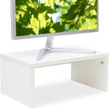 TEAMIX White Monitor Stand - 6.7 inch Tall, Wood Riser, Desk Organization | Laptop/Printer/Computer Stand, Extra Storage Underneath, Minimalist, Modern Design, Smooth White Finish, for Home Office by TEAMIX