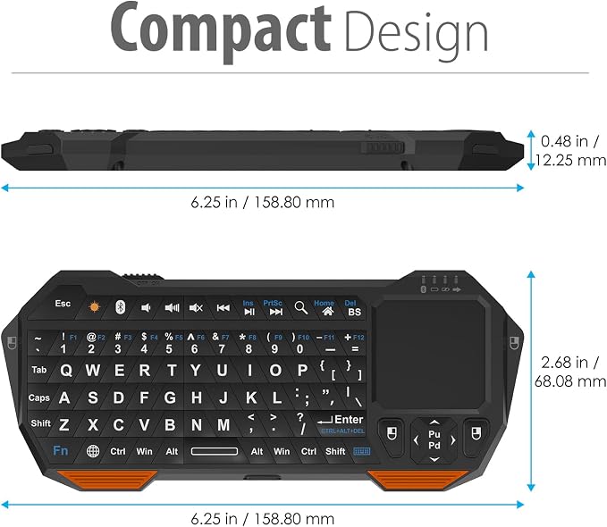 Fosmon Mini Bluetooth Keyboard (QWERTY Keypad), Wireless Portable with Touchpad, Compatible with Apple TV, Amazon Fire Stick, PS4, PS4 Pro, PS5, HTPC/IPTV, VR Glasses, Smartphones - Image 7