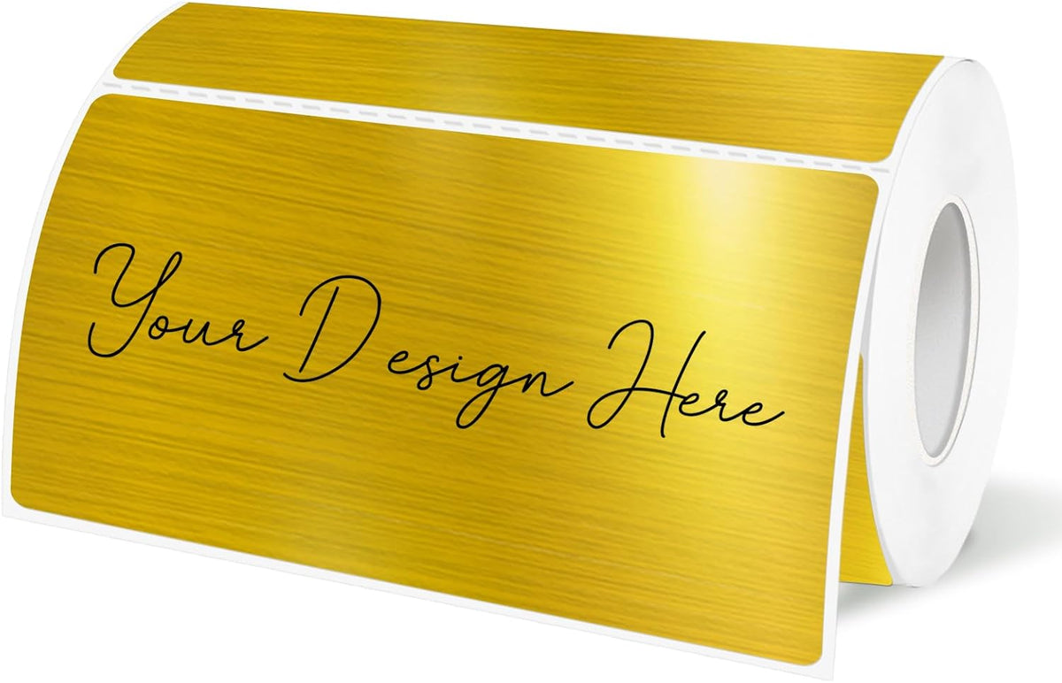 2x4 Inch Holographic Thermal Labels, Gold Direct Thermal Stickers Label, Self-Adhesive Glitter Thermals Printer Sticker Labels, Perforation Line Design- 200Pcs/ 1 Roll by Yegawen