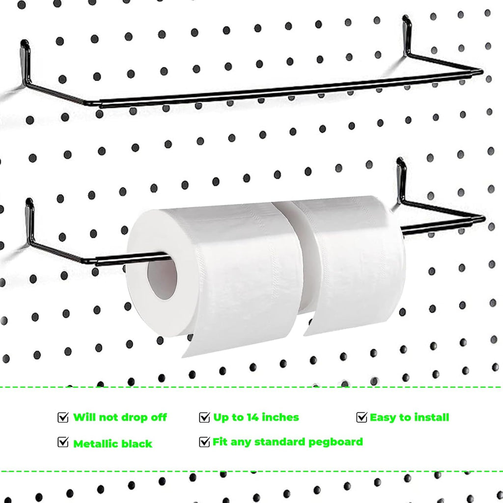 AccEncyc 6 Pack Pegboard Towel Holder Pegboard Hooks for Paper Towels, Kitchen Towels, Stickers, Tapes Great Peg Board Organizer Accessories for Workshop, Garage, Kitchen - Image 3