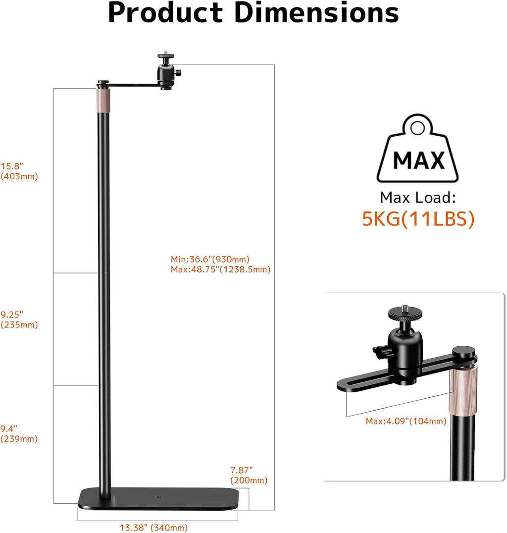 PUTORSEN Universal Projector Stand – Height Adjustable & 360° Rotatable Mount with 1/4" Screw, Compatible with Projectors, Cameras, Webcams for Home, Office, and Outdoor Use - Image 6