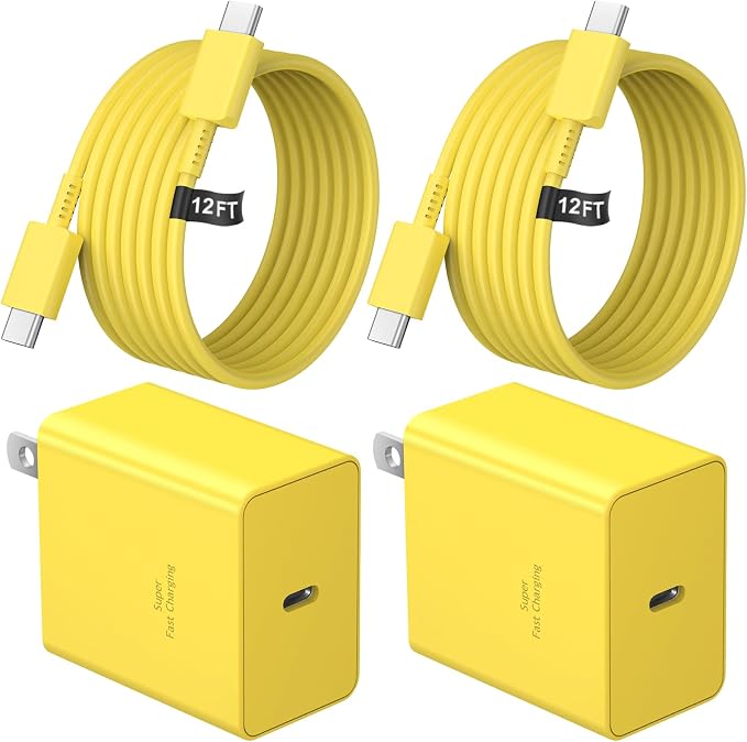 USB C Charger Type C Charger Fast Charging Long 12FT 45W Samsung Charger | for iPhone Air/17 Plus/17 Pro/17 Pro Max/16 Plus/16 Pro Max/15 Pro Max/iPad Pros/Samsung Galaxy S26/S25,Android(Yellow) by NOVOBIT
