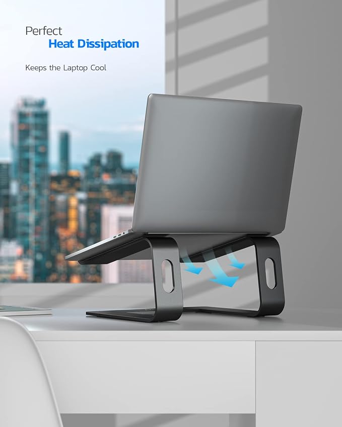 Nulaxy Full Aluminum Laptop Stand, Stable Support to 22 lbs, Black | Detachable for Portable Storage, Easy Setup, Saves Desk Space, Compatible with 10-16 Inch Laptops, Office Desk Accessories - Image 3