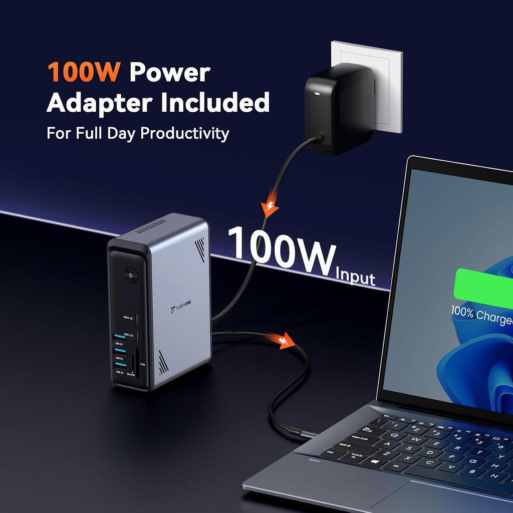 TobenONE 18-in-1 Laptop Docking Station 3 Monitors,Triple 4K HDMI,9 USB C/A - Image 5