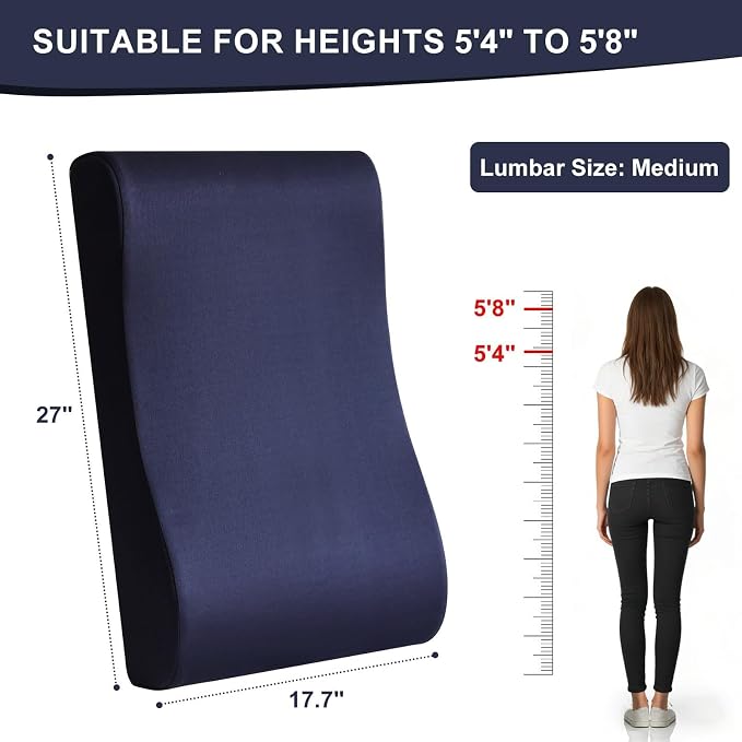 2-in-1 Neck Pillow Lumbar Support Pillow for Recliner Couch& Glider Chair - High Resilient Foam Ergonomic Back Support for High-Back Rocking Chairs, Glider Rocker Replacement Cushions Navy M - Image 5