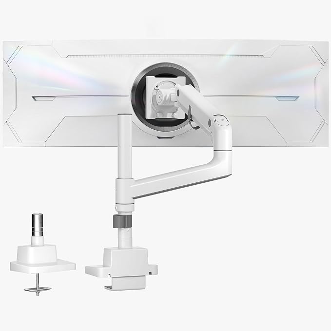 monTEK Ultrawide Monitor Arm Max 57",Height Adjustable 8.1"-25.5",White | Fits 17–57" Curved Monitors, Up to 59.4 lbs,Heavy Duty 75/100 VESA Monitor Stand,No Sag,Gaming & Office Workstation by monTEK