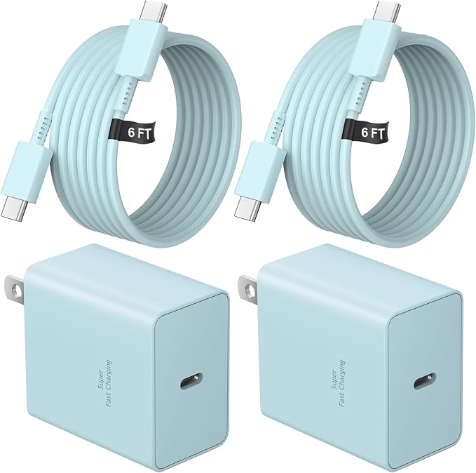 USB C Charger Type C Charger Fast Charging Long 6FT 45W Samsung Charger | for iPhone Air/17 Plus/17 Pro/17 Pro Max/16 Plus/16 Pro/16 Pro Max/15 Pro Max/iPad Pros/Samsung Galaxy S26/S25,Android(Bule) by NOVOBIT