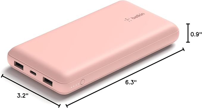 Belkin 20000mAh 15W 3 Port Power Bank, USB A to USB C Cable Included | Fast Charging, iPhone 17, Samsung Galaxy, Pixel, Airpods, iPad, Nintendo Switch 2, Battery Pack, USB C Port, USB A Port - Image 14