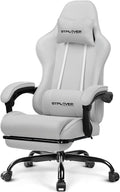 GTPLAYER Gaming Chair, Computer Chair with Footrest and Lumbar Support, Height Adjustable Game Chair with 360°-Swivel Seat and Headrest and for Office or Gaming (All Light Gray-Fabric) by GTPLAYER
