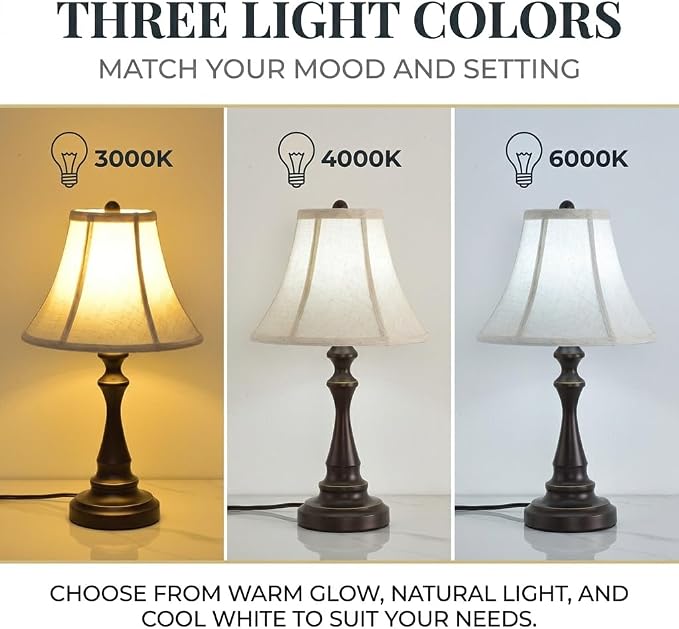 Traditional Table Lamp, Brown Farmhouse Desk Lamp with Fabric Shade - Image 7