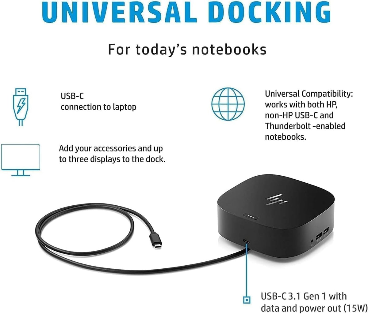 HP USB-C Dock G5, 5YH27AV#ABA, Docking Station with 100W Power Delivery & Bundle with DKZ Hub (USB-C, DisplayPort, HDMI, Ethernet, Audio, USB-A) (Renewed) - Image 4