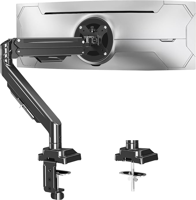 Single Monitor Mount for Max 43" Ultrawide Computer Screens | Hold up 2.2-33lbs Premium Monitor Arm Full Motion Gas Spring Heavy Duty Desk Mount Adjustable VESA Mount 75x75/100x100mm by ERGOFOCUS
