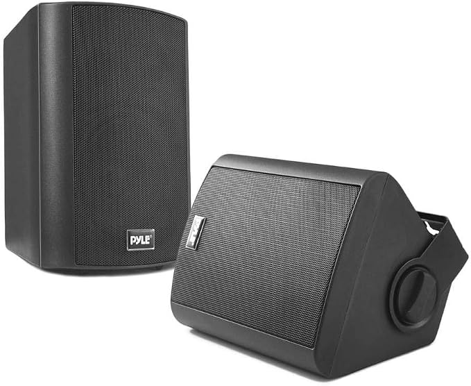 Pyle 6.5-Inch Wall Mount Waterproof Bluetooth Speaker System – Indoor/Outdoor Audio Pair with Built-in Digital Amplifier, Weather-Resistant Housing, High-Power Sound, Easy Installation (Black) by PyleUSA