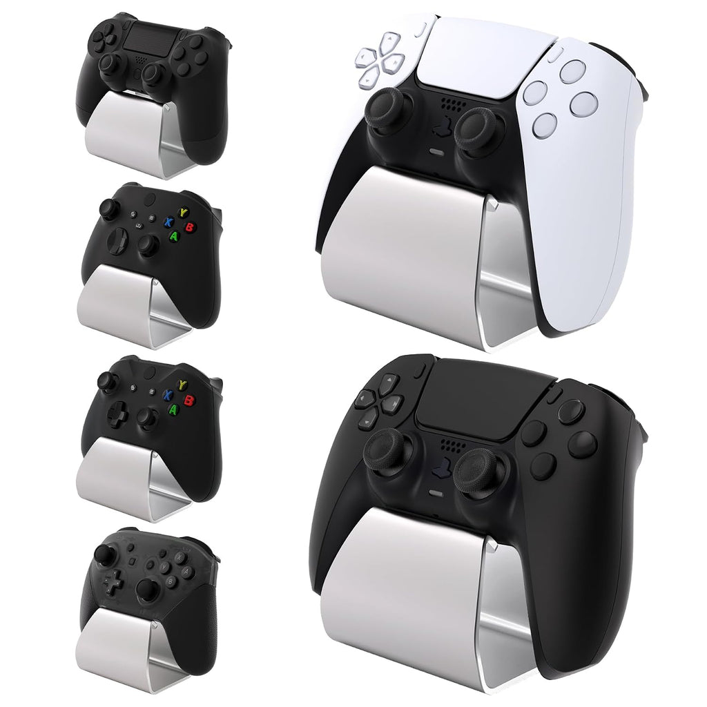 playvital 2 Pack Stand-AL Controller Stand for ps5, for ps4, Aluminium Metal Display Gamepad Holder for Xbox Series X/S, Xbox One, Switch 2 Pro, Universal Desktop Controller Supporter, Silver by playvital