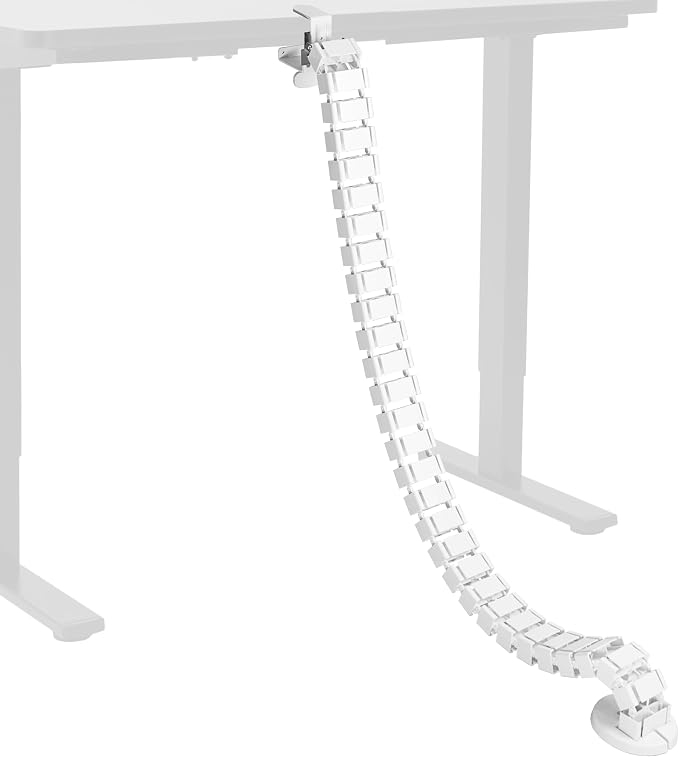 VIVO White Clamp-on Desk Vertebrae Cable Management Kit, DESK-AC01P-W | No Drill Cable Holder, Adjustable Quad Entry Flexible Cord Organizer for Home Office by Unknown