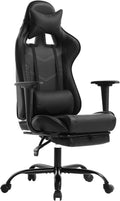 BestOffice | Ergonomic Gaming Chair | Dark Black | Reclining Computer Chair with Lumbar Support, Headrest Pillow, Adjustable Footrests | 360 Swivel with Heavy Duty Wheels | for Home & Office by BestOffice