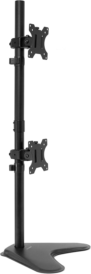Mount-It! Vertical Dual Monitor Stand, Freestanding Stacked Monitor Mount for 2 Screens 17–32", Height Adjustable, Tilt Swivel Rotate, Portrait or Landscape, Holds 17.6 lbs per Arm, No Desk Clamp Needed - Image 4