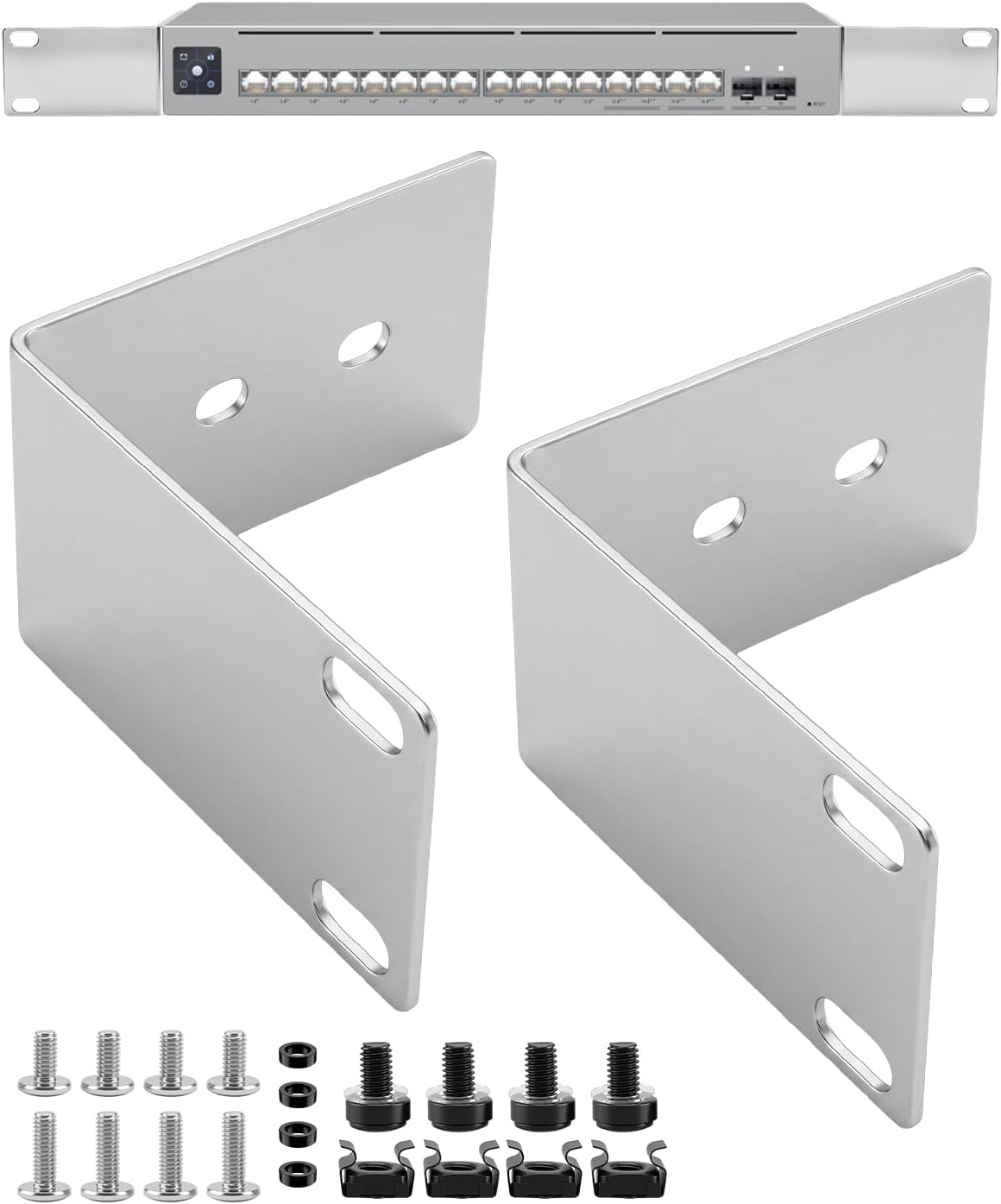Metal Rack Mount Ears Fits for UniFi Switch Pro Max 16 PoE by HKJWUN