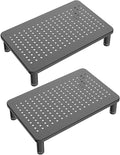 Husky Mounts 2-Pack Monitor Riser Laptop Stand, Adjustable Legs, Stackable, 14.5 x 9.25 x 3.125 Inches Max Height, Matte Black Steel-Black. by Husky+Mounts