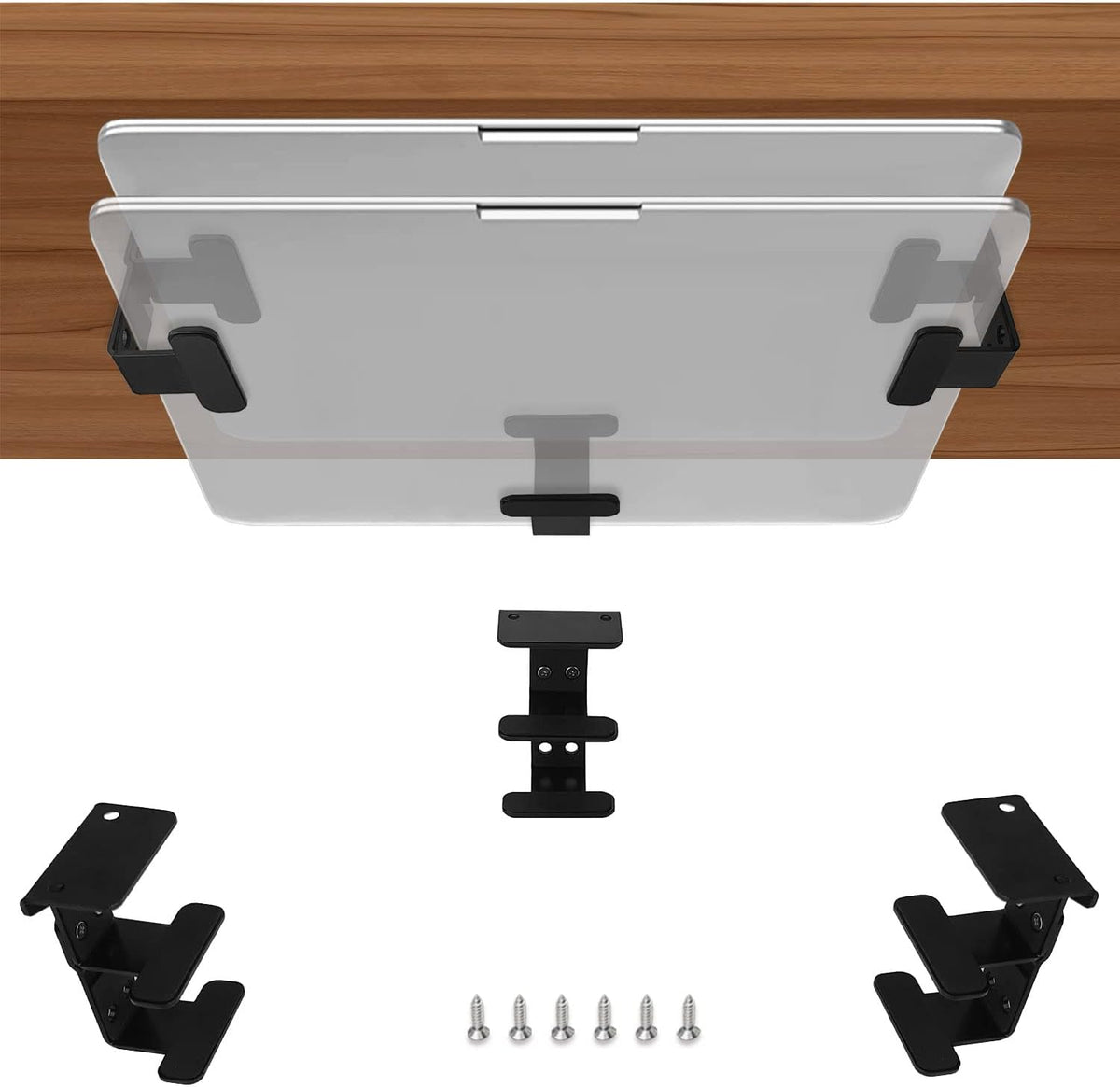 IFCASE 2 Tier Heavy Duty Metal Under Desk Laptop Mount (Black) by IFCASE