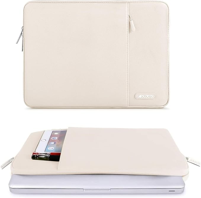 MOSISO Laptop Case 13.3 inch, 13-13.3 inch Laptop Sleeve Bag with Pocket | Compatible with MacBook Air/Pro 13/Pro 14 M5 M4 M3 M2 M1, HP Dell ASUS Lenovo, Polyester Vertical Computer Bag, Sand - Image 3