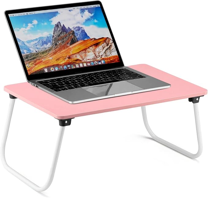 Ruxury Folding Lap Desk Laptop Stand Bed Desk Table Tray, Breakfast Serving Tray, Portable & Lightweight Mini Table for Sofa Couch Floor - Pink by Ruxury