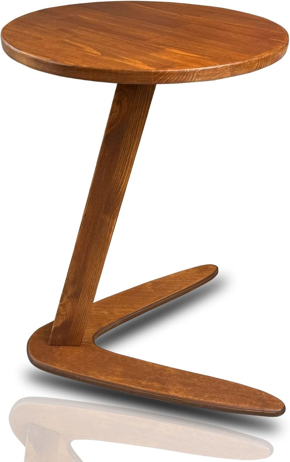 Small C-Shaped Solid Pine Side Table, Chestnut, Medium by GENESIS WOODESIGN