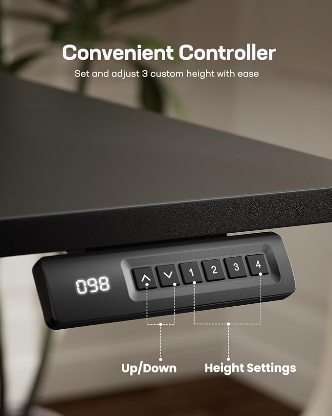 Marsail Electric Standing Desk, Adjustable Height Stand up Desk, 40 x 24 Inches Sit Stand Home Office Desk, Computer Desk, Black - Image 4