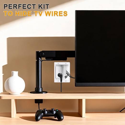 Recessed TV Outlet for in Wall Management Kit Set Box-Two-Hole Socket,TV Wall Kit Hider Box Fits All Plugs - Image 7