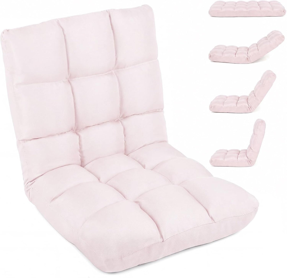 COSTWAY Floor Chair, Folding Gaming Chair with Back Support (Light Pink) by COSTWAY