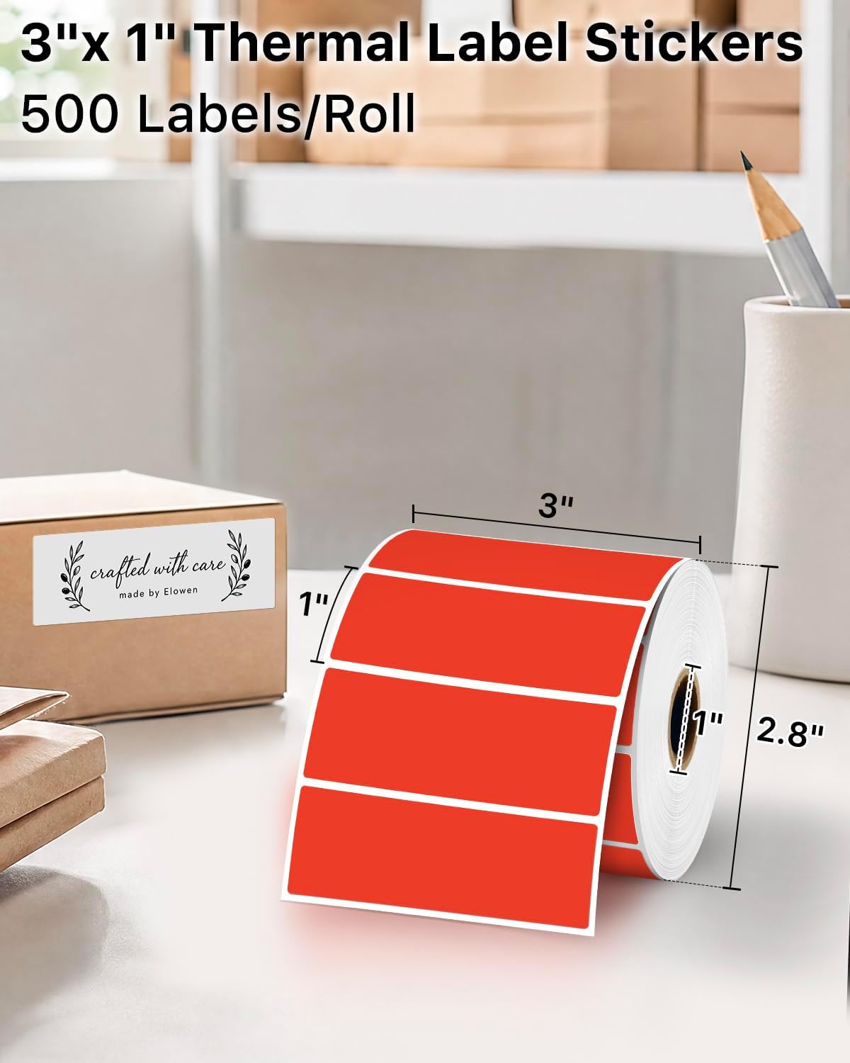 iEager 3x1 Inch Thermal Labels, Red Durable Thermal Printer Stickers - Image 2