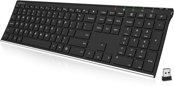Arteck 2.4G USB Wireless Keyboard Full Size Keyboard for Computer/PC/Laptop by ARTECK