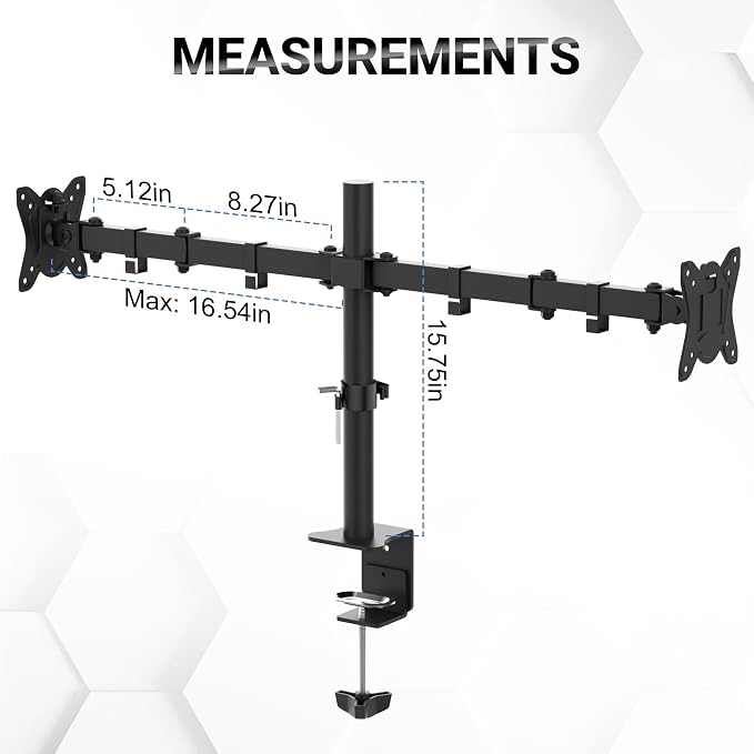 GRIFEMA Monitor Mount for 13-32 in, Dual Monitor Arm, Up to 19.8 Lbs Each | Full Motion Adjustable Height, 360° Rotate, Tilt, Swivel, Easy Install, VESA 75/100 mm, Monitor Stand for Home Office Gaming - Image 8