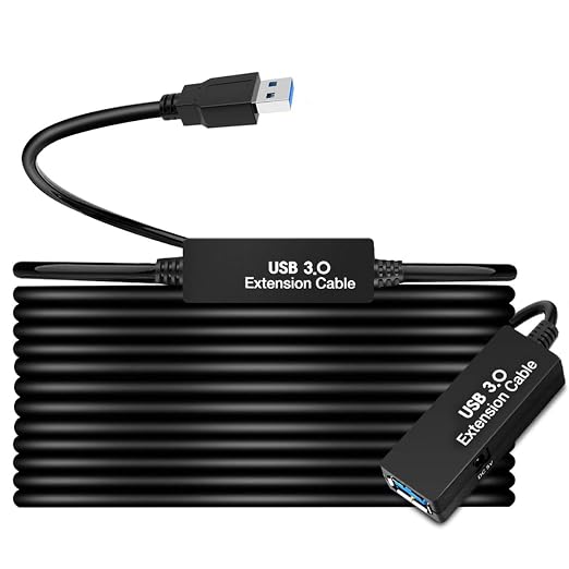 50FT USB 3.0 Extension Cable,Active Type A-Male to A-Female Extender Cord, 2 Signal Boosters,Compatible Oculus Quest 2/3 VR,Printer, Webcam,Xbox, PS4 and More, by W+WDX%C2%A0MAST+DYNAPOINT+LIMITED