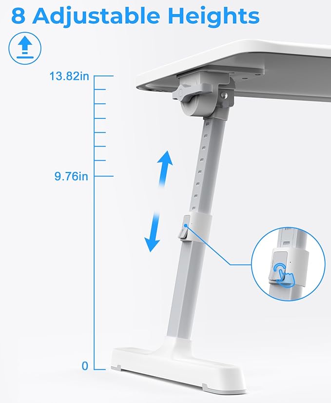 HETTHI Laptop Bed Tray Table, Adjustable Sturdy Laptop Stand for Bed with Premium Materials, Folding Portable Lap Desk with Drawer for Writing Working Reading Eating Couch Floor (Marble, 22.04"×12.2") - Image 2