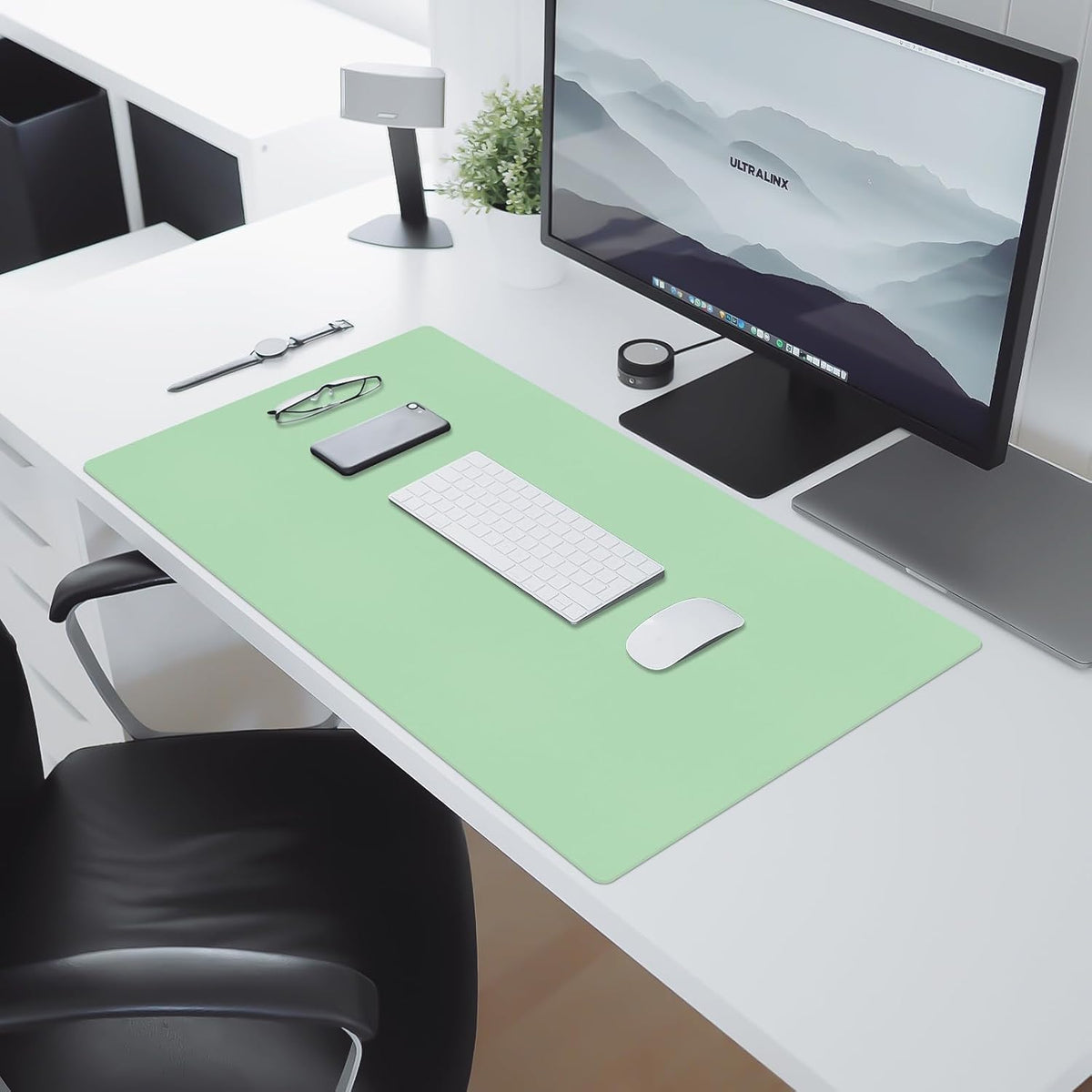 Leather Desk Pad Mat, Green Desk Mat, 23.6" x 13.7" - Image 7