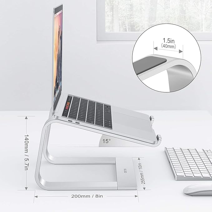OMOTON Laptop Stand, Detachable Mount for MacBook Air/Pro Dell HP Silver | 11-17" Laptop Holder for Desk, Notebook Computer Mount, Lightweight Cooling for Desk, Ergonomic Home Office - Image 2