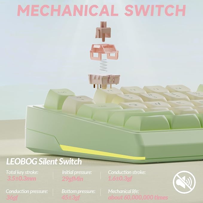 SOLAKAKA KI99 Pro Wireless Mechanical Keyboard Quiet Switch,Hot Swappable Pre-Lubed Switches Silent Keyboard with RGB Backlit,Gasket Structure Computer Gaming Keyboards(GreenWhite, Silent Switch) - Image 5